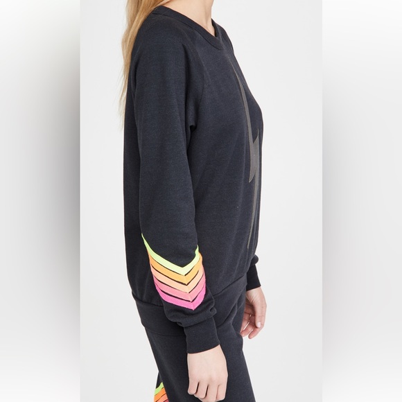 Aviator Nation Black Sweatshirt with Rainbow Stripes - Picture 3 of 8